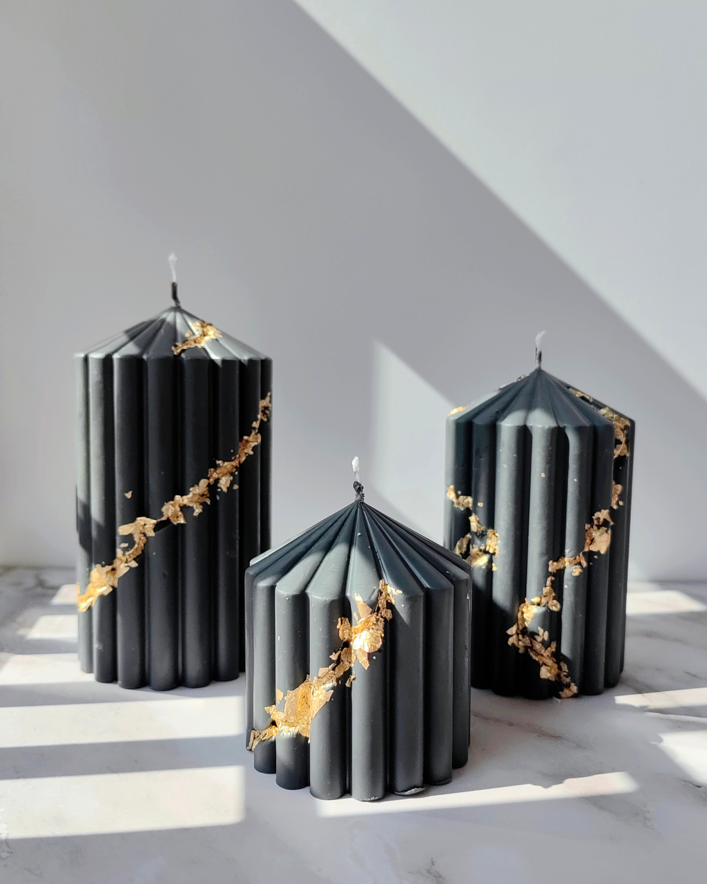 Midnight Pleated Pillars (Set of 3)